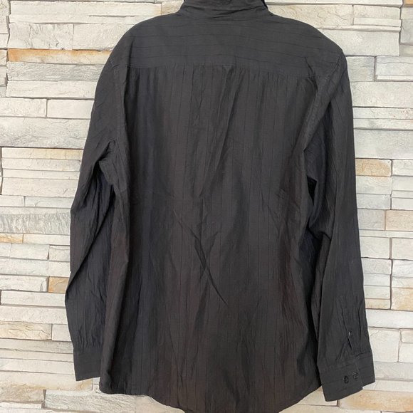 3 for 20$, Kenneth Cole Men 100% Cotton Black Stripe Button Up Shirt Size XL - Picture 3 of 9